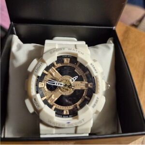 Ativa White and Gold Sport Watch with Black Dial